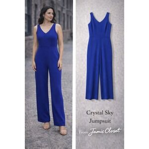 Royal Blue Wide Leg Jumpsuit – Crystal Sky – Women's Medium